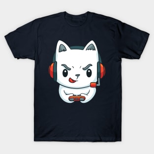 Cute Kitten Gaming Cat Gift For Gamers T-Shirt